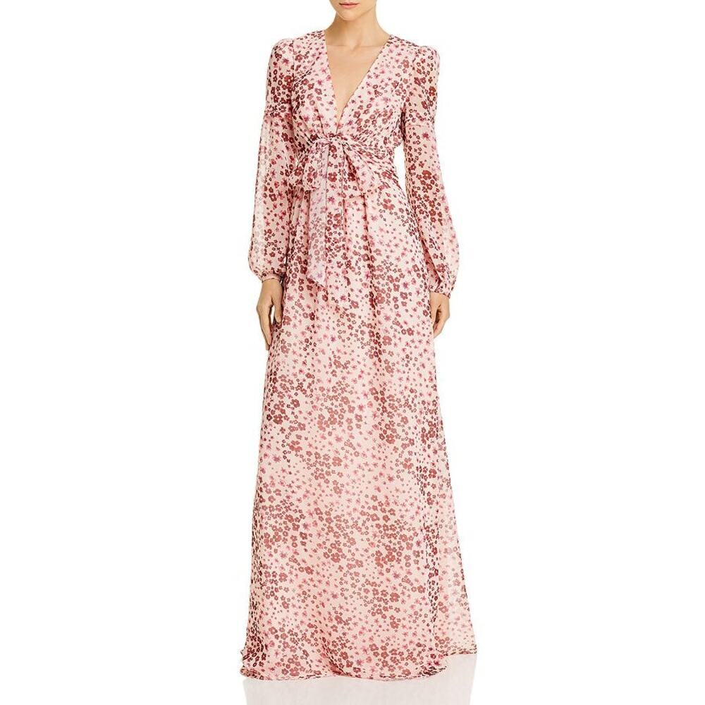 Rachel Zoe Penelope Gathered Bow Floral Maxi Dress 12 Boho Glam Feminine NWT